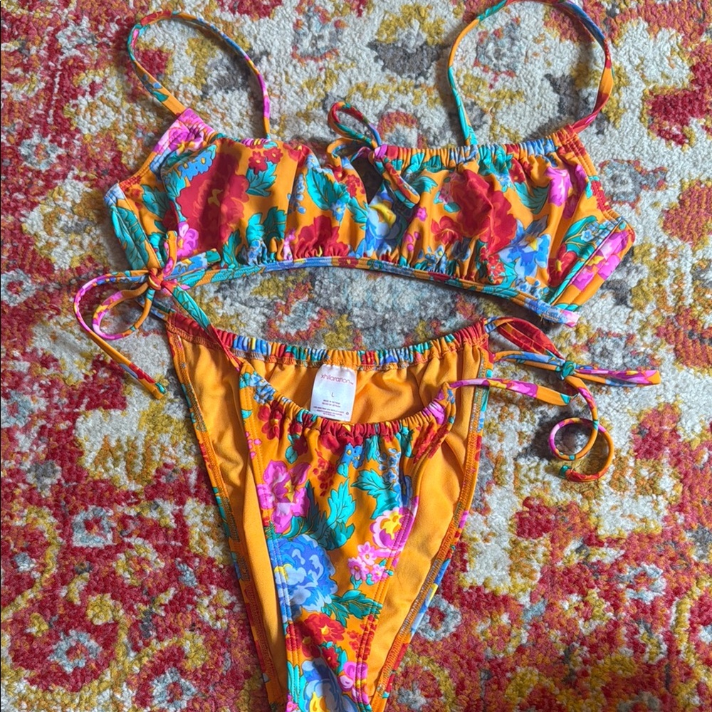 Xhilaration Orange and Red Bikini with Dynamic Design